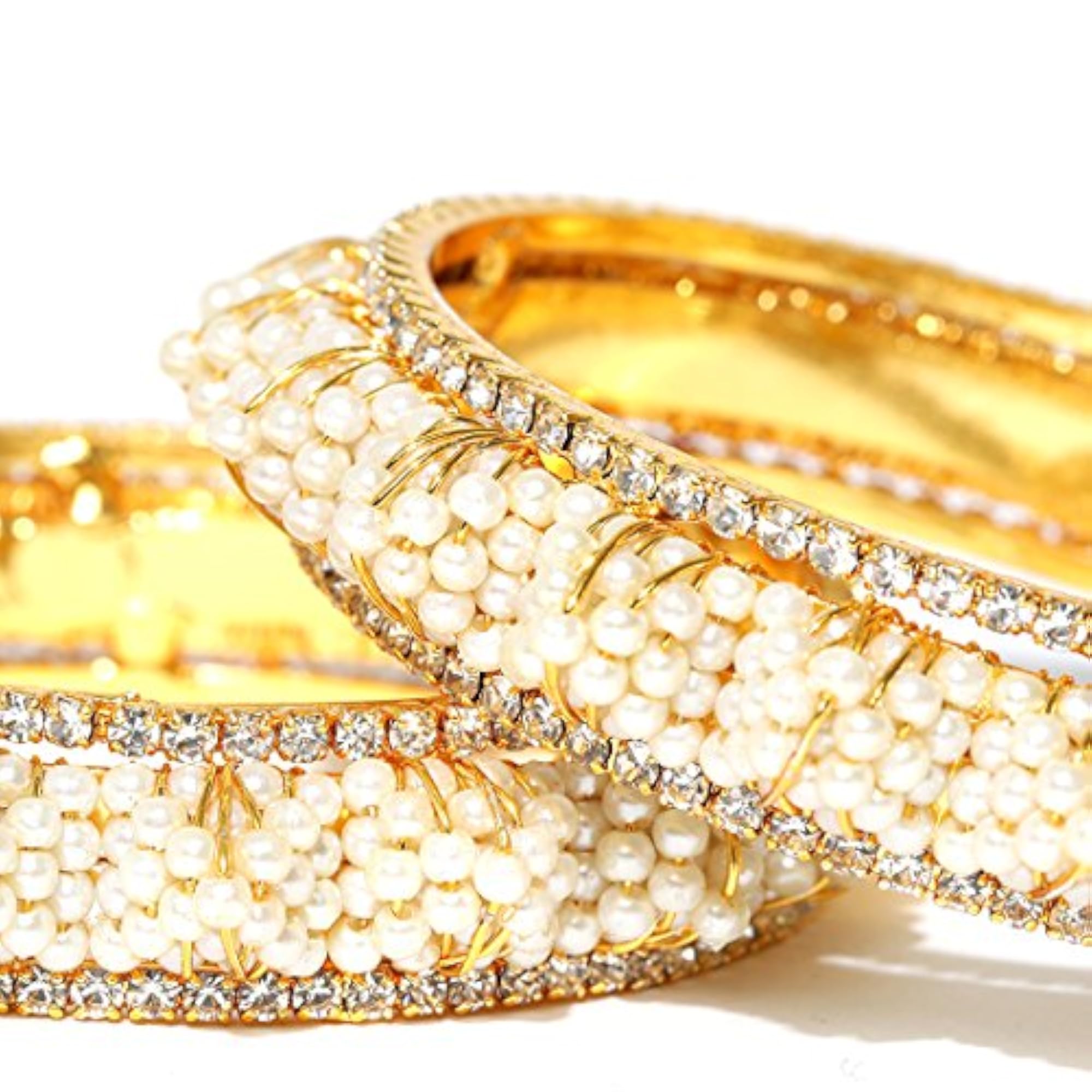 Handcrafted Pearls Studded Traditional Bangles Set